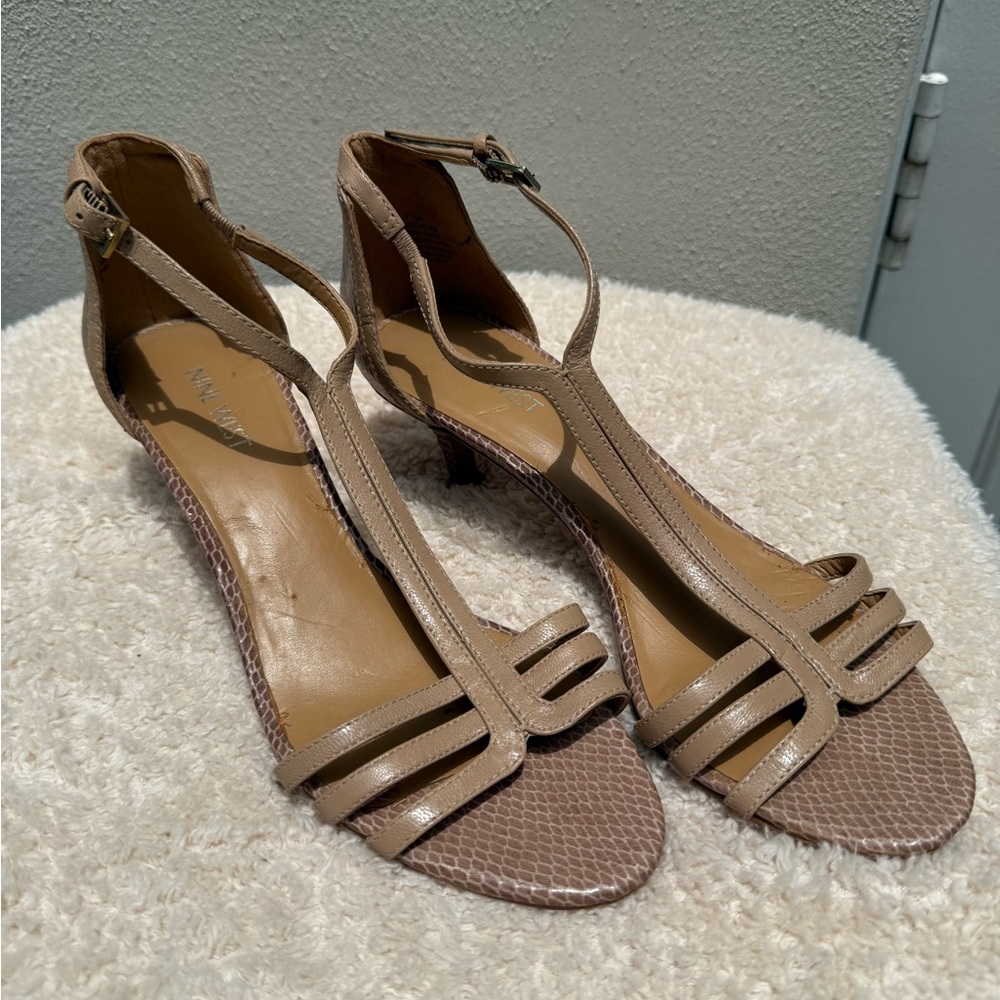 Nine West Tan Strappy Heels